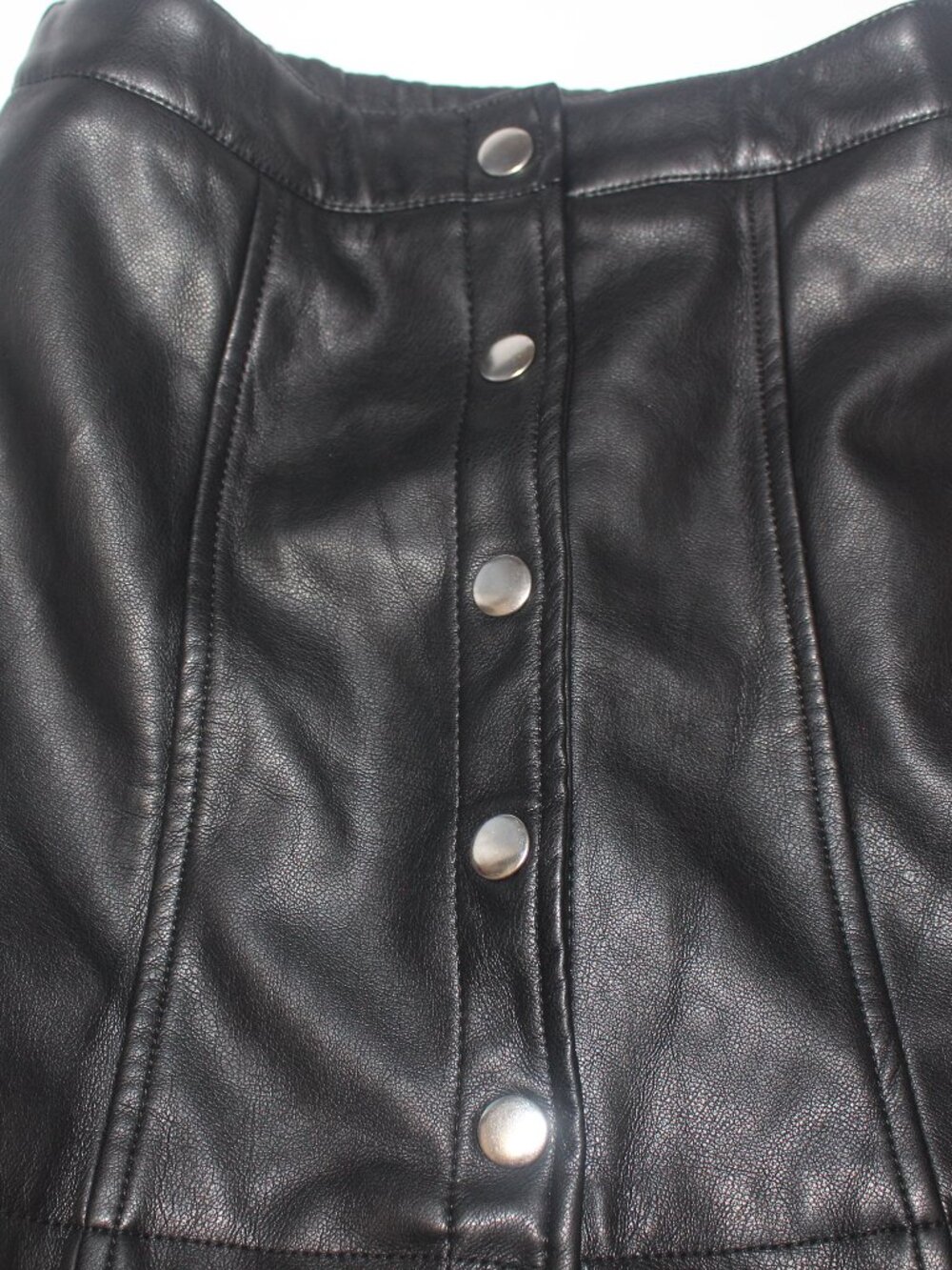 Forever 21 Girls 7/8 Black Faux Leather Snap Front Mini Skirt